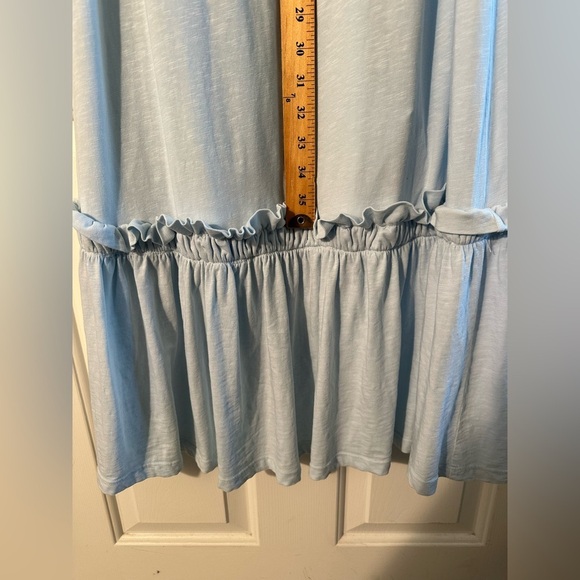 SUNDRY Off Shoulder Cotton Stretch Maxi Sky Blue 2 Medium Tiered Ruffle MADE USA - Picture 14 of 15